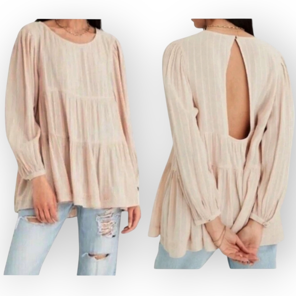 American Eagle Pink  Gauzy Tieres Boho Top